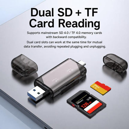 ADS-328 Type-C / USB 4.0 Dual-Port Universal Multi-Function SD / TF Memory Card USH-II High-Speed Card Reader, ADS-328