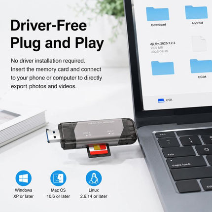 ADS-328 Type-C / USB 4.0 Dual-Port Universal Multi-Function SD / TF Memory Card USH-II High-Speed Card Reader, ADS-328