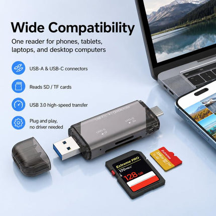 ADS-328 Type-C / USB 4.0 Dual-Port Universal Multi-Function SD / TF Memory Card USH-II High-Speed Card Reader, ADS-328