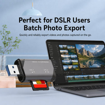 ADS-328 Type-C / USB 4.0 Dual-Port Universal Multi-Function SD / TF Memory Card USH-II High-Speed Card Reader, ADS-328