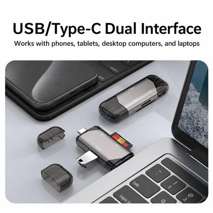 ADS-329 USB / Type-C 3.0 Card Reader 5 In 1 SD/TF Memory Card USB Flash Drive Reader, ADS-329
