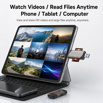 ADS-329 USB / Type-C 3.0 Card Reader 5 In 1 SD/TF Memory Card USB Flash Drive Reader, ADS-329