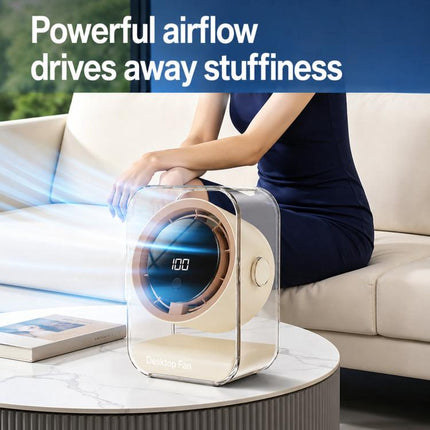 F15 Smart Timing Transparent Digital Display Desk Fan Small Circulating Table Fan For Office