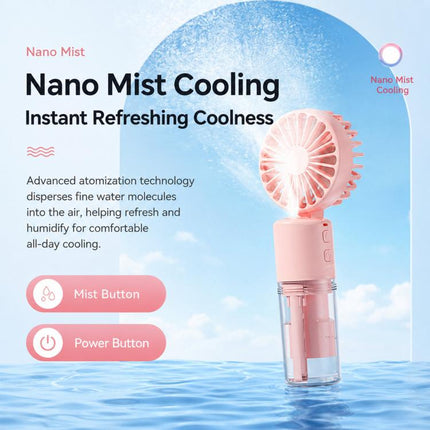 Handheld Misting Fan with Neck Strap 180 Degree Foldable Portable Water Spray Fan Type-C Rechargeable Mini Personal Face Mister Fan