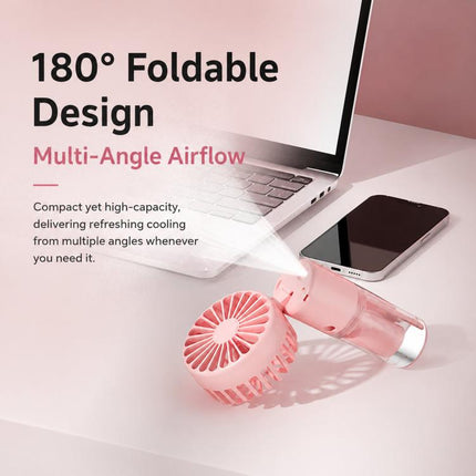 Handheld Misting Fan with Neck Strap 180 Degree Foldable Portable Water Spray Fan Type-C Rechargeable Mini Personal Face Mister Fan