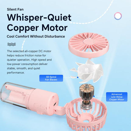 Handheld Misting Fan with Neck Strap 180 Degree Foldable Portable Water Spray Fan Type-C Rechargeable Mini Personal Face Mister Fan