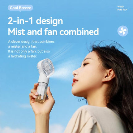 Handheld Misting Fan Portable Water Spray Fan Type-C Rechargeable Mini Personal Face Mister Fan