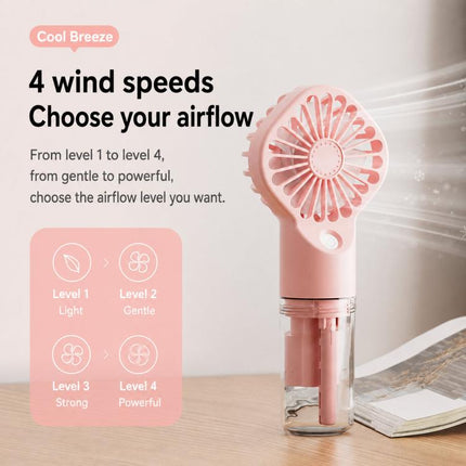 Handheld Misting Fan Portable Water Spray Fan Type-C Rechargeable Mini Personal Face Mister Fan