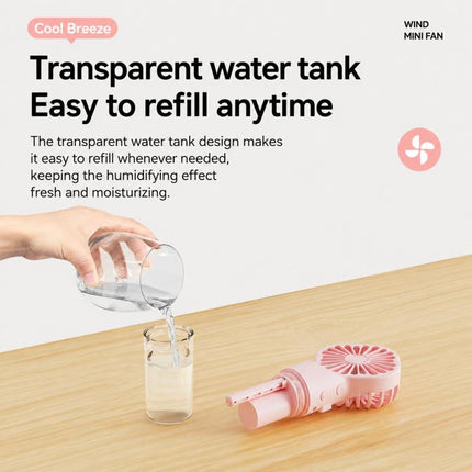 Handheld Misting Fan Portable Water Spray Fan Type-C Rechargeable Mini Personal Face Mister Fan