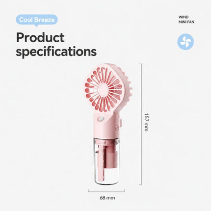 Handheld Misting Fan Portable Water Spray Fan Type-C Rechargeable Mini Personal Face Mister Fan