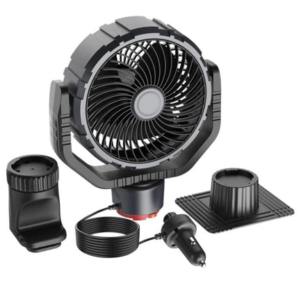 F8104 Stepless Speed Regulation Quiet Car Fan 12V/24V Angle Adjustable Truck Cooling Fan, F8104