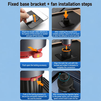 F8104 Stepless Speed Regulation Quiet Car Fan 12V/24V Angle Adjustable Truck Cooling Fan, F8104