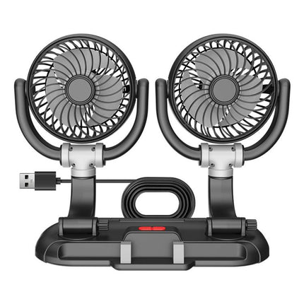 F5505 Dual-Head 3-Speed Cooling Fan With Phone Holder Angle Adjustable Low Noise Fan, F5505