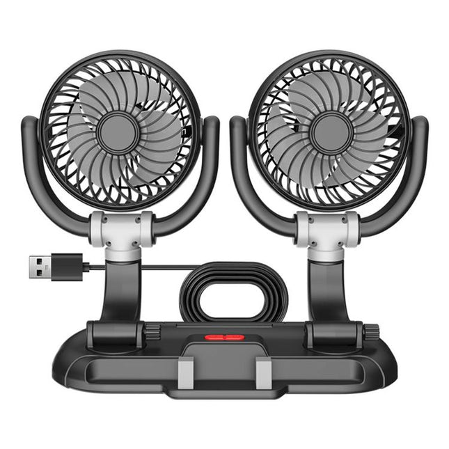 F5505 Dual-Head 3-Speed Cooling Fan With Phone Holder Angle Adjustable Low Noise Fan, F5505