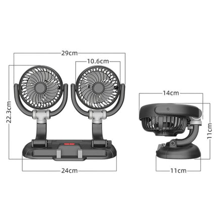F5505 Dual-Head 3-Speed Cooling Fan With Phone Holder Angle Adjustable Low Noise Fan, F5505