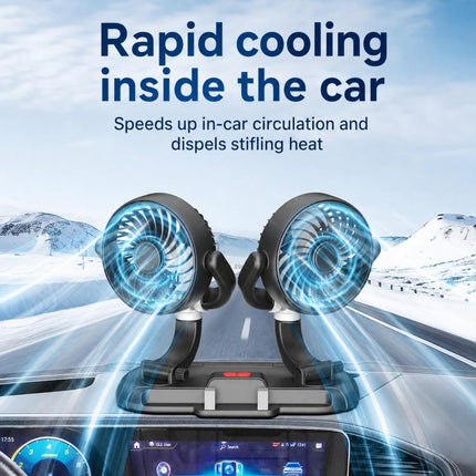 F5505 Dual-Head 3-Speed Cooling Fan With Phone Holder Angle Adjustable Low Noise Fan, F5505