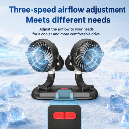 F5505 Dual-Head 3-Speed Cooling Fan With Phone Holder Angle Adjustable Low Noise Fan, F5505