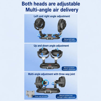 F5505 Dual-Head 3-Speed Cooling Fan With Phone Holder Angle Adjustable Low Noise Fan, F5505