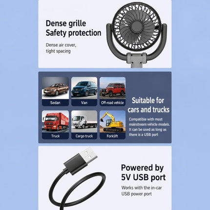 F5505 Dual-Head 3-Speed Cooling Fan With Phone Holder Angle Adjustable Low Noise Fan, F5505