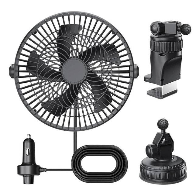 F1303 12V/24V Car Cigarette Lighter Fan Stepless Speed Quiet Cooling Fan With Hanging Hook, F1303