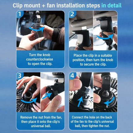 F1303 12V/24V Car Cigarette Lighter Fan Stepless Speed Quiet Cooling Fan With Hanging Hook, F1303