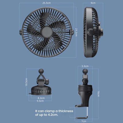 F1303 12V/24V Car Cigarette Lighter Fan Stepless Speed Quiet Cooling Fan With Hanging Hook, F1303