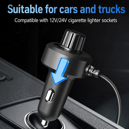 F1303 12V/24V Car Cigarette Lighter Fan Stepless Speed Quiet Cooling Fan With Hanging Hook, F1303