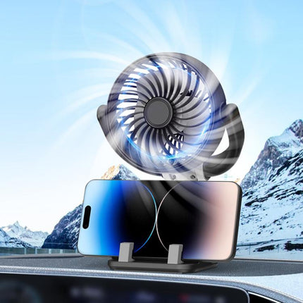 F5504 Car Cooling Fan With Phone Holder 3-Way Foldable Adjustable Quiet Fan, F5504