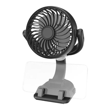F5504 Car Cooling Fan With Phone Holder 3-Way Foldable Adjustable Quiet Fan, F5504