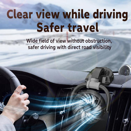 F5504 Car Cooling Fan With Phone Holder 3-Way Foldable Adjustable Quiet Fan, F5504