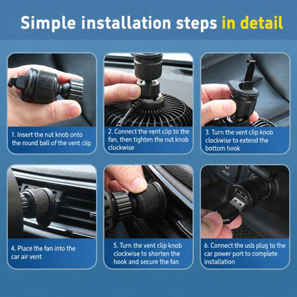 F4201 3-Speed Air Vent Quiet Fan Universal USB Mini Car Fan, F4201