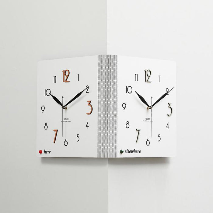 wozoom Double-Sided Corner Wall Clock Simple Decorative Clock For Living Room Corners, White Medium, White Large, Woodgrain Brown Medium, Woodgrain Brown Large