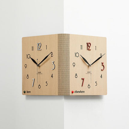wozoom Double-Sided Corner Wall Clock Simple Decorative Clock For Living Room Corners, White Medium, White Large, Woodgrain Brown Medium, Woodgrain Brown Large