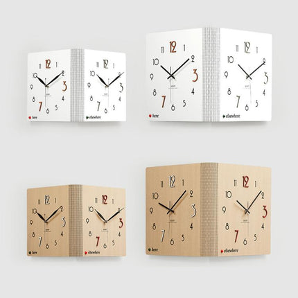 wozoom Double-Sided Corner Wall Clock Simple Decorative Clock For Living Room Corners, White Medium, White Large, Woodgrain Brown Medium, Woodgrain Brown Large