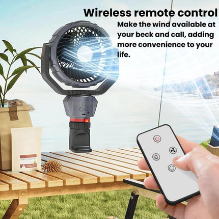 F8105 Oscillating Outdoor Fan With LED Light Remote Control Rechargeable Portable Fan, F8105