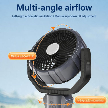 F8105 Oscillating Outdoor Fan With LED Light Remote Control Rechargeable Portable Fan, F8105