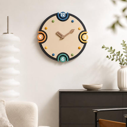 wozoom Modern Cream Style Wall Clock Colorful Wood Silent Non Ticking Decorative Clock