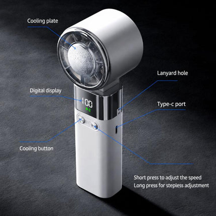 Y38 100-Speed Stepless Speed Regulation Handheld Ice Cooling Fan Portable Rechargeable Quiet Fan
