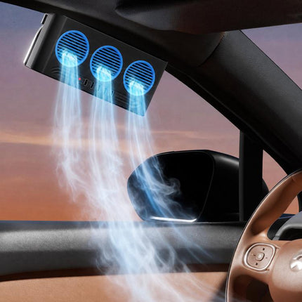 L6189 Solar Powered Car Exhaust Fan With Strobe Warning Light Interior Air Circulation Fan