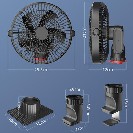 Brushed Motor Car Fan 5-Blade High Wind Silent Vehicle Fan, Non-reversible, Reversible