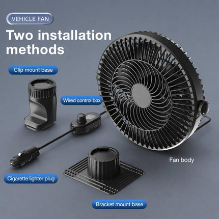Brushed Motor Car Fan 5-Blade High Wind Silent Vehicle Fan, Non-reversible, Reversible