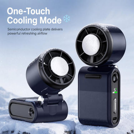 Semiconductor Ice Cooling Handheld Fan 5-Speed Turbo Mini Pocket Fan USB-C Rechargeable Small Personal Fan