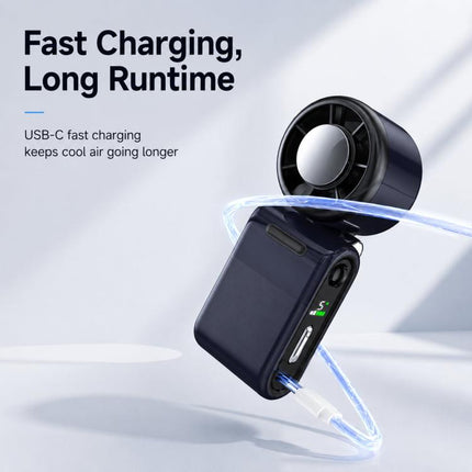 Semiconductor Ice Cooling Handheld Fan 5-Speed Turbo Mini Pocket Fan USB-C Rechargeable Small Personal Fan