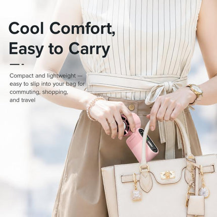 Semiconductor Ice Cooling Handheld Fan 5-Speed Turbo Mini Pocket Fan USB-C Rechargeable Small Personal Fan