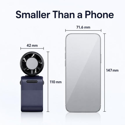 Semiconductor Ice Cooling Handheld Fan 5-Speed Turbo Mini Pocket Fan USB-C Rechargeable Small Personal Fan