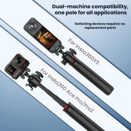 For Insta360 Ace Pro / 2 / X5 BRDRC Quick-Release Tripod Head Extension Selfie Stick