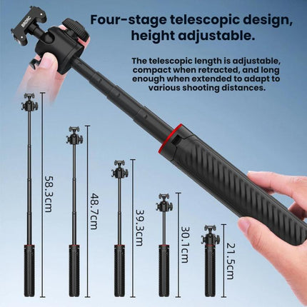 For Insta360 Ace Pro / 2 / X5 BRDRC Quick-Release Tripod Head Extension Selfie Stick