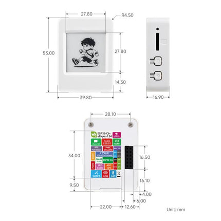 Waveshare ESP32-C6 1.54inch E-Paper AIoT Development Board 200 × 200 Resolution Supports Wi-Fi, BLE 5, 34394