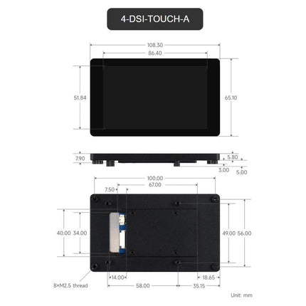 DSI Capacitive Touch Display 480 × 800 Resolution, IPS Display Panel, Waveshare 4inch, Waveshare 4.3inch