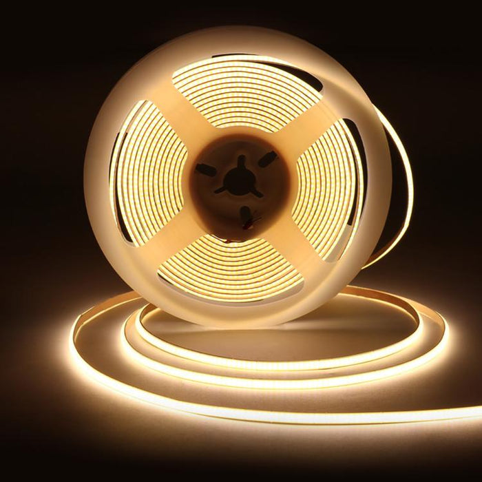 Waveshare 4000K DC 12V 5m 480 LEDs/m Single-Color COB Soft Light Strip No Light Spots Supports Free Cutting, 2mm Width, 4mm Width